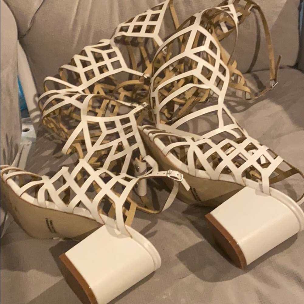 White thigh high sandals size seven